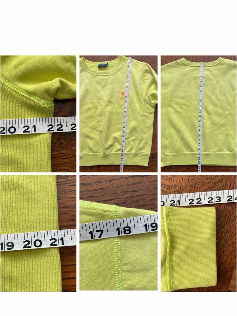 Polo Ralph Lauren Neon Yellow Fleece Sweatshirt Women’s L Pony Logo Preppy - Picture 12 of 12